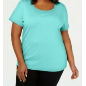 Karen Scott Plus Size Cotton Scoop-Neck Top 0X New